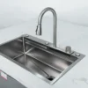 BỘ CHẬU VÒI RỬA 1 HỐ THÁC NƯỚC INOX304 XƯỚC MỜ CAO CẤP Fulco FC-B7546 thu nhỏ