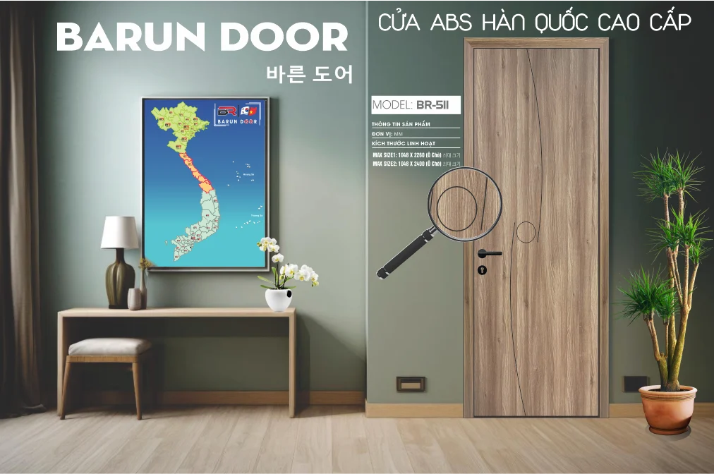 Hình ảnh 3D cửa thiết kế BR-511 với vòng tròn và đường cong CNC