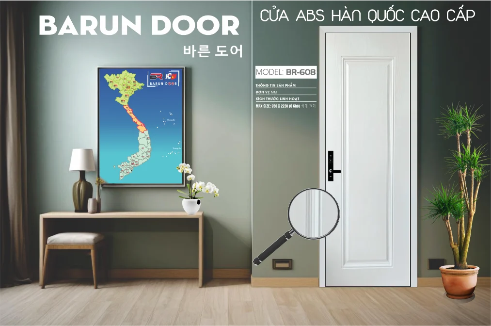 Cửa hoa văn BR-608 trắng vân gỗ mờ với huỳnh âm trung tâm