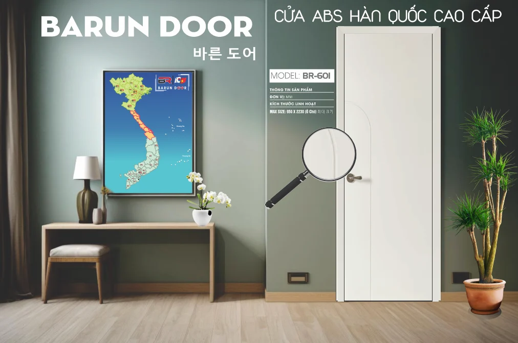 Hình 3D cửa hoa văn BR-601 dòng cửa ABS Hàn Quốc BARUN