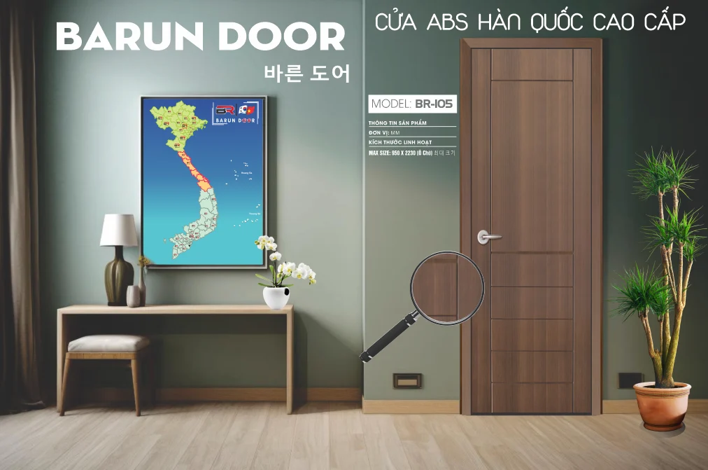 Cửa hoa văn BR-105 với năm huỳnh ngang cân đối