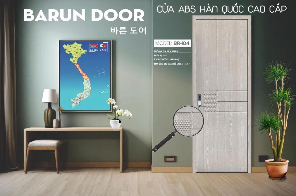 Cửa hoa văn BR-104 huỳnh lệch một bên vân gỗ hiện đại