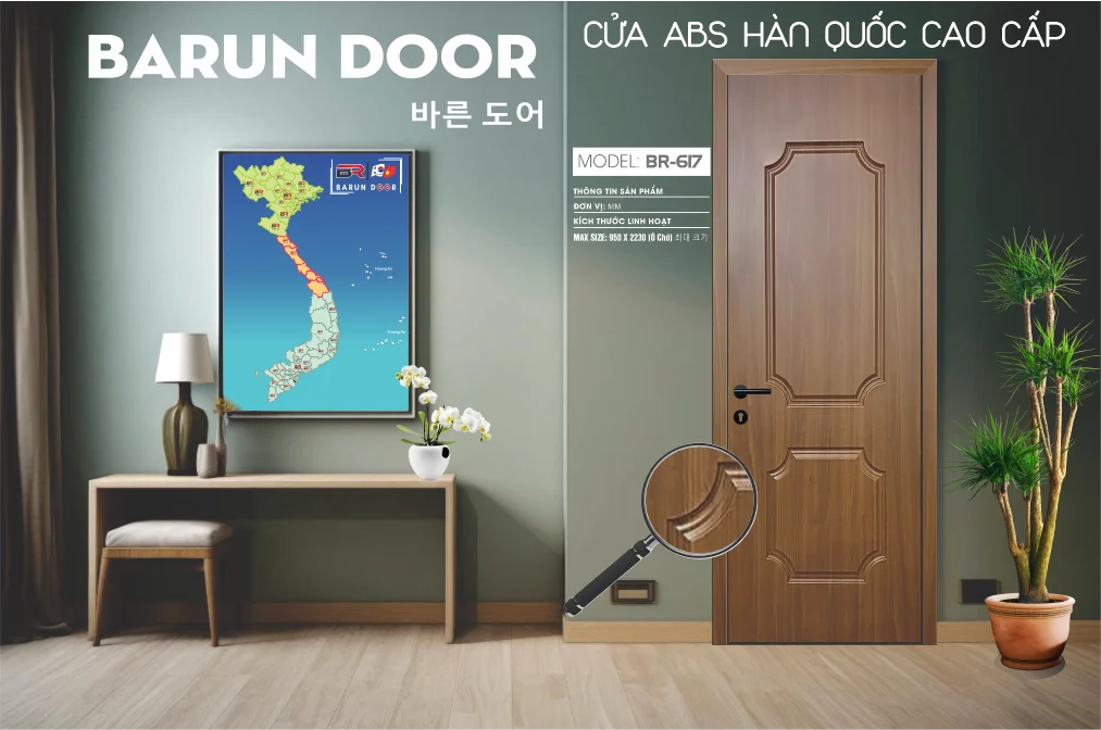 Hình 3D cửa hoa văn BR-617 huỳnh âm đối xứng phong cách hoài cổ