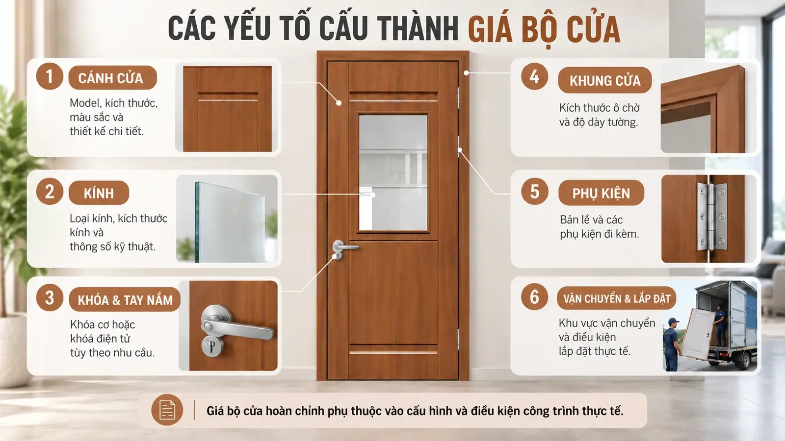 Các yếu tố cấu thành giá bộ cửa ô kính BR-203 BARUN