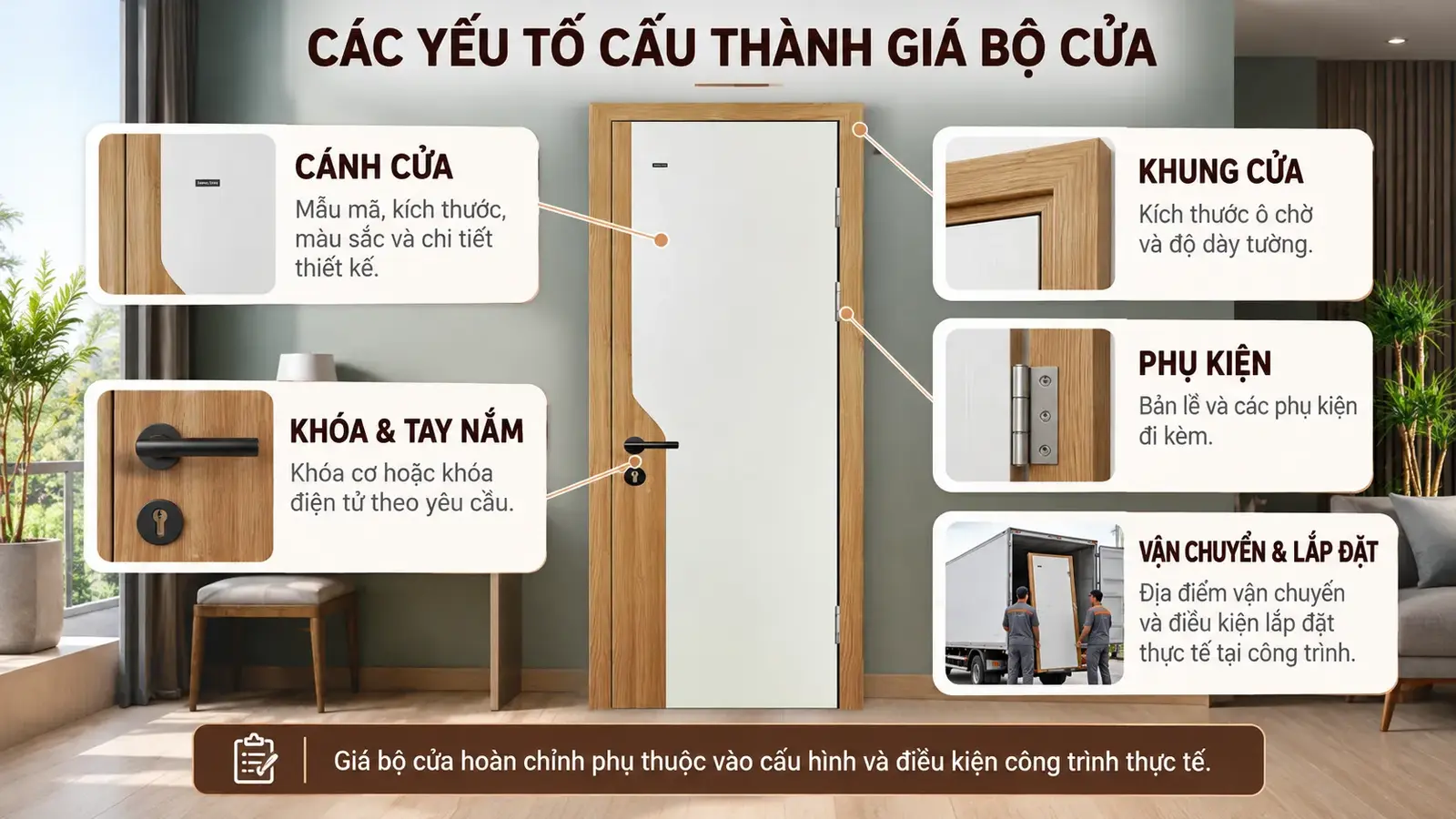 Các yếu tố cấu thành giá bộ cửa phối màu BR-800