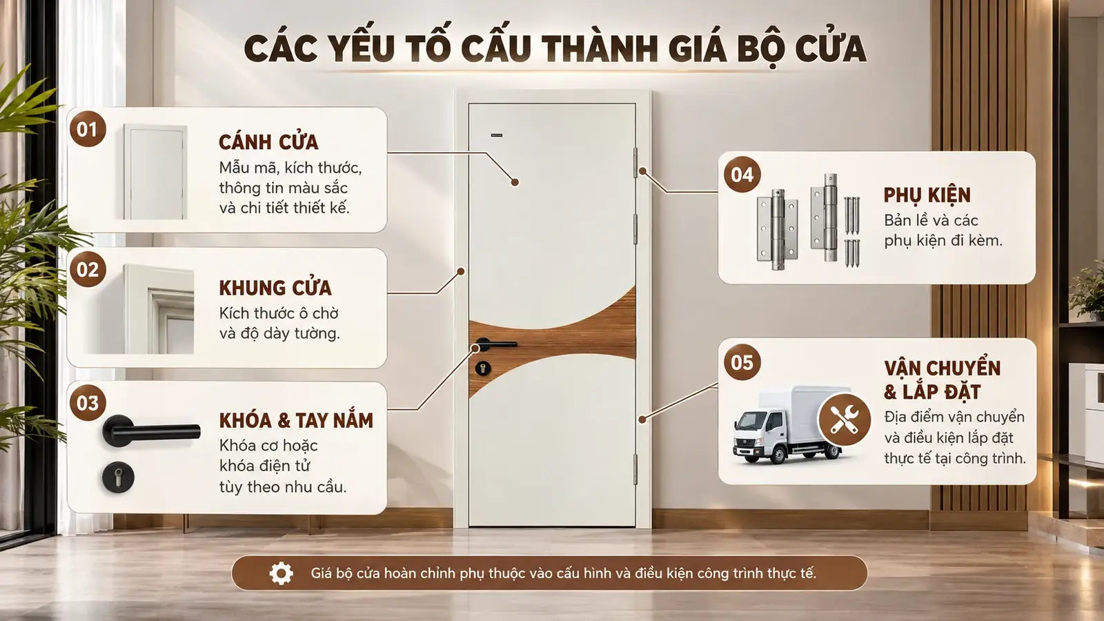 Các yếu tố cấu thành giá bộ cửa phối màu BR-802 BARUN