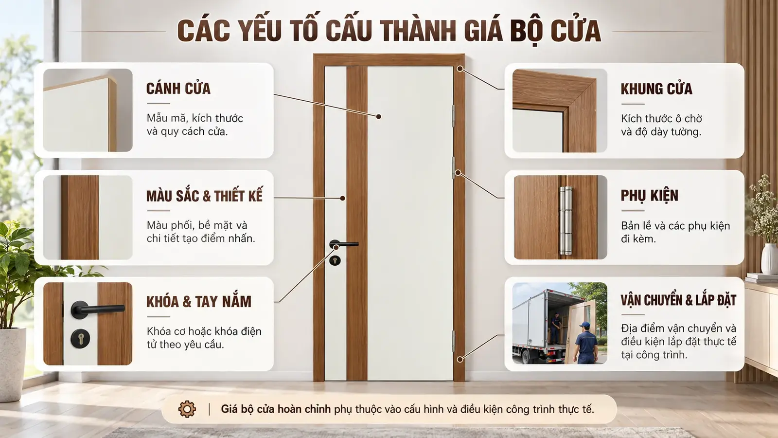 Các yếu tố cấu thành giá bộ cửa phối màu BR-803