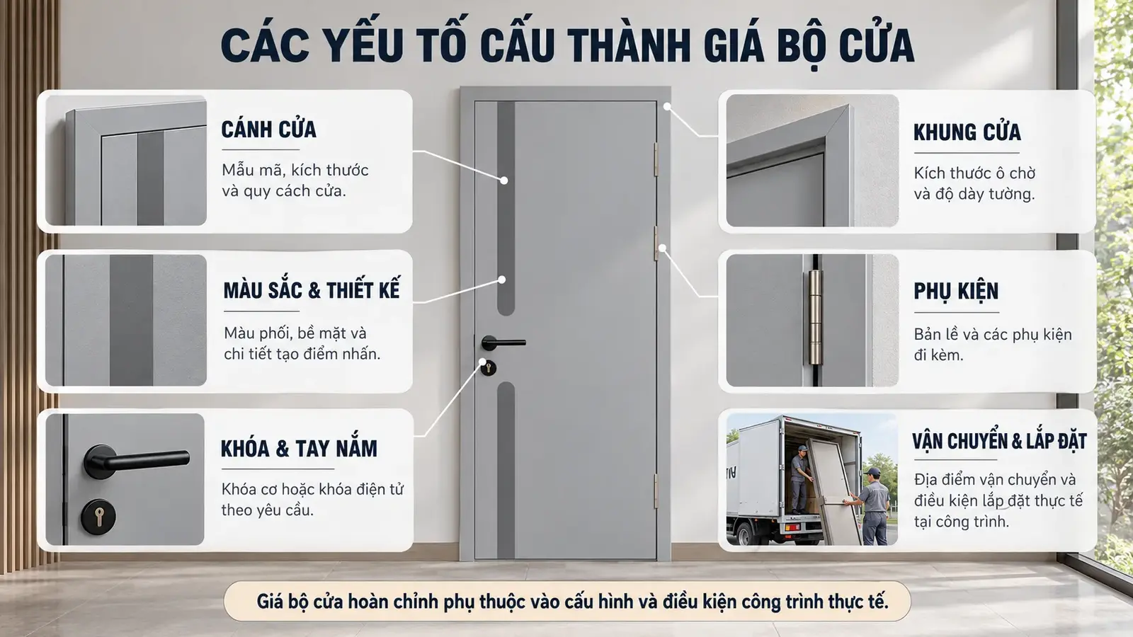 Các yếu tố cấu thành giá bộ cửa phối màu BR-805