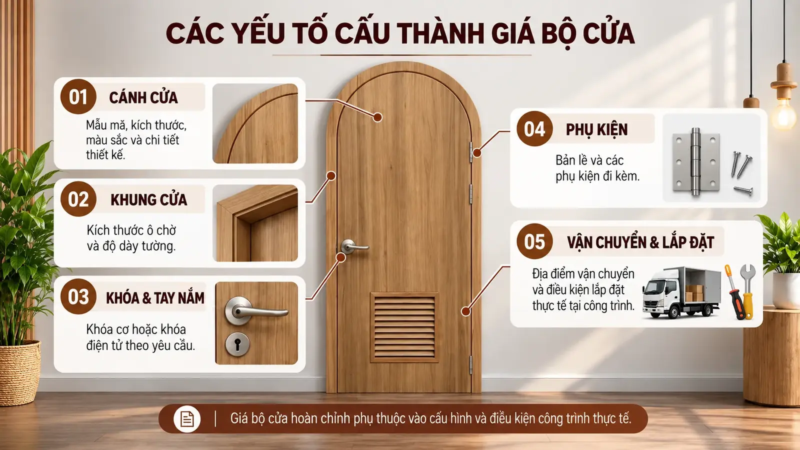 Các yếu tố cấu thành giá bộ cửa vòm BRV-L01 BARUN
