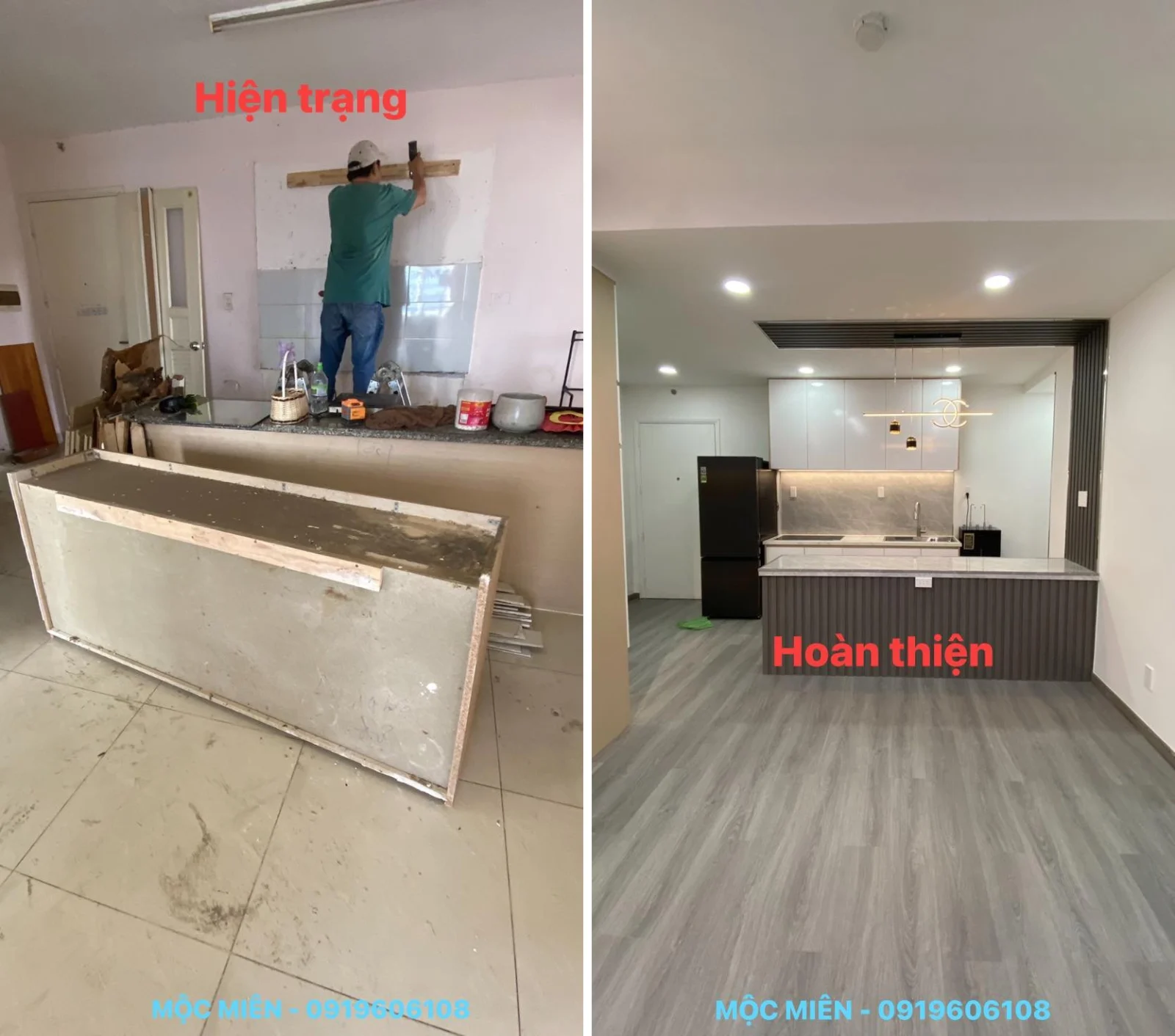 Kinh nghiệm cải tạo căn hộ cũ: hiện trạng và sau khi hoàn thiện