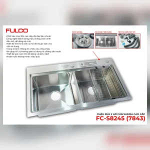 Chậu rửa 2 hố cân sus304 cao cấp fulco fc-s8245