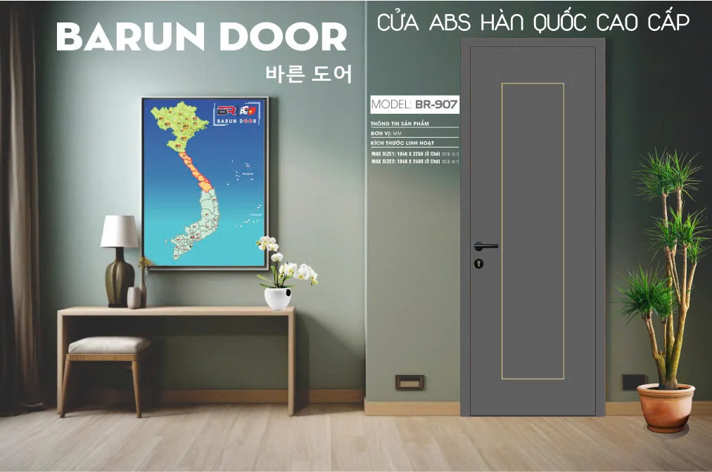 Cửa chỉ nhôm BR-907 màu xám đậm với chỉ nhôm viền hình chữ nhật