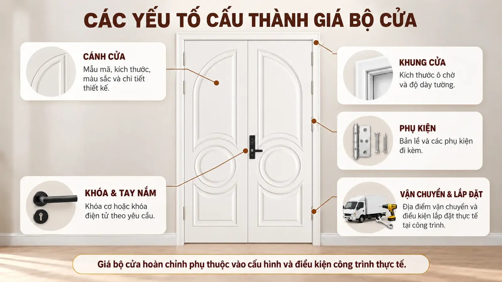 Các yếu tố cấu thành giá bộ cửa đôi BR-710 BARUN