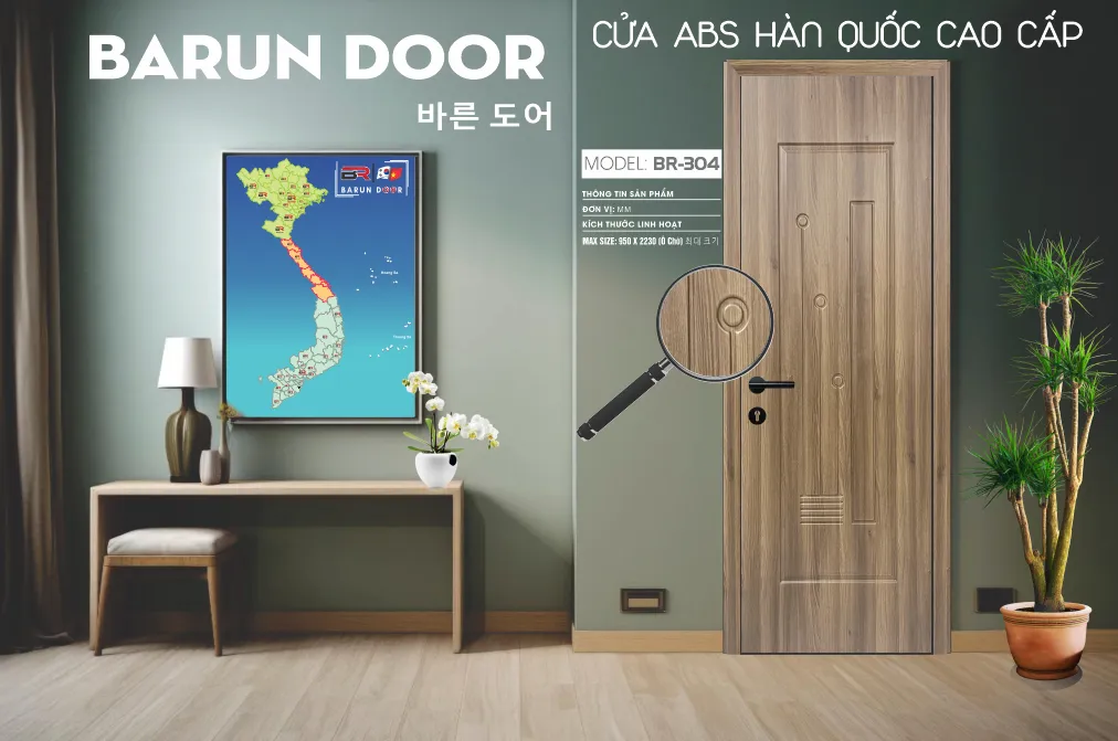 Cửa hoa văn BR-304 BARUN lắp trong không gian nội thất hiện đại