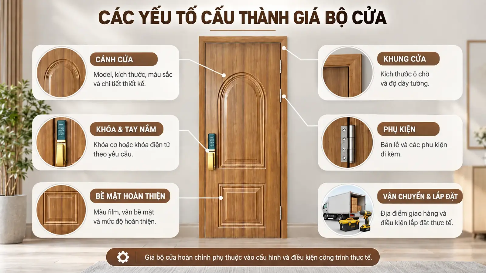 Các yếu tố cấu thành giá bộ cửa huỳnh âm BR-603