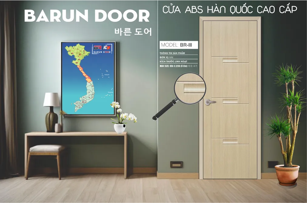 Cửa huỳnh BR-111 ABS Hàn Quốc với đường huỳnh hình học hiện đại