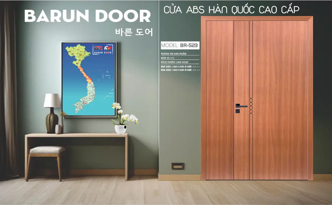 Cửa MBC BR-523 mẹ bồng con vân gỗ trong không gian nội thất