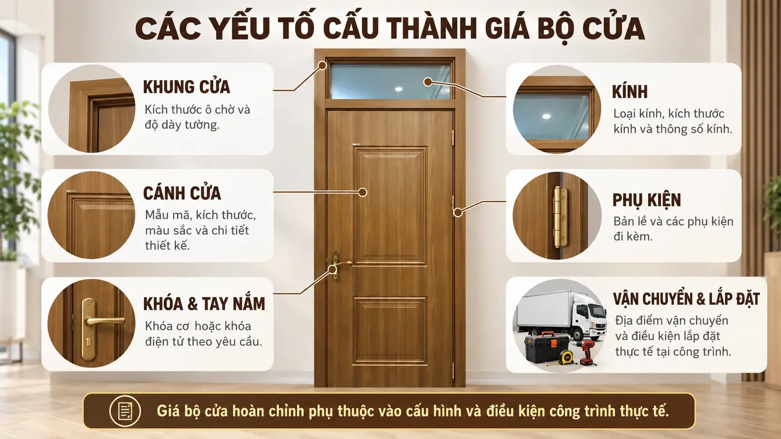 Các yếu tố cấu thành giá bộ cửa ô fix kính ABS BARUN