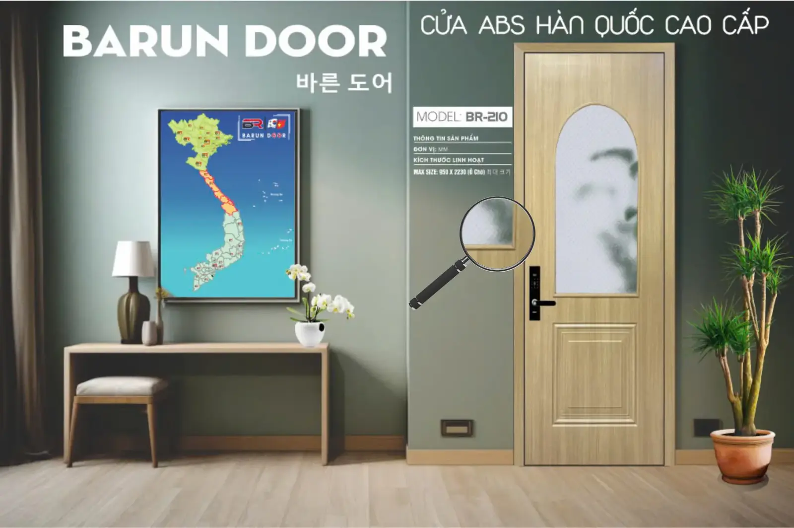 Cửa ô kính BR-210 kính vòm trong không gian nội thất hiện đại