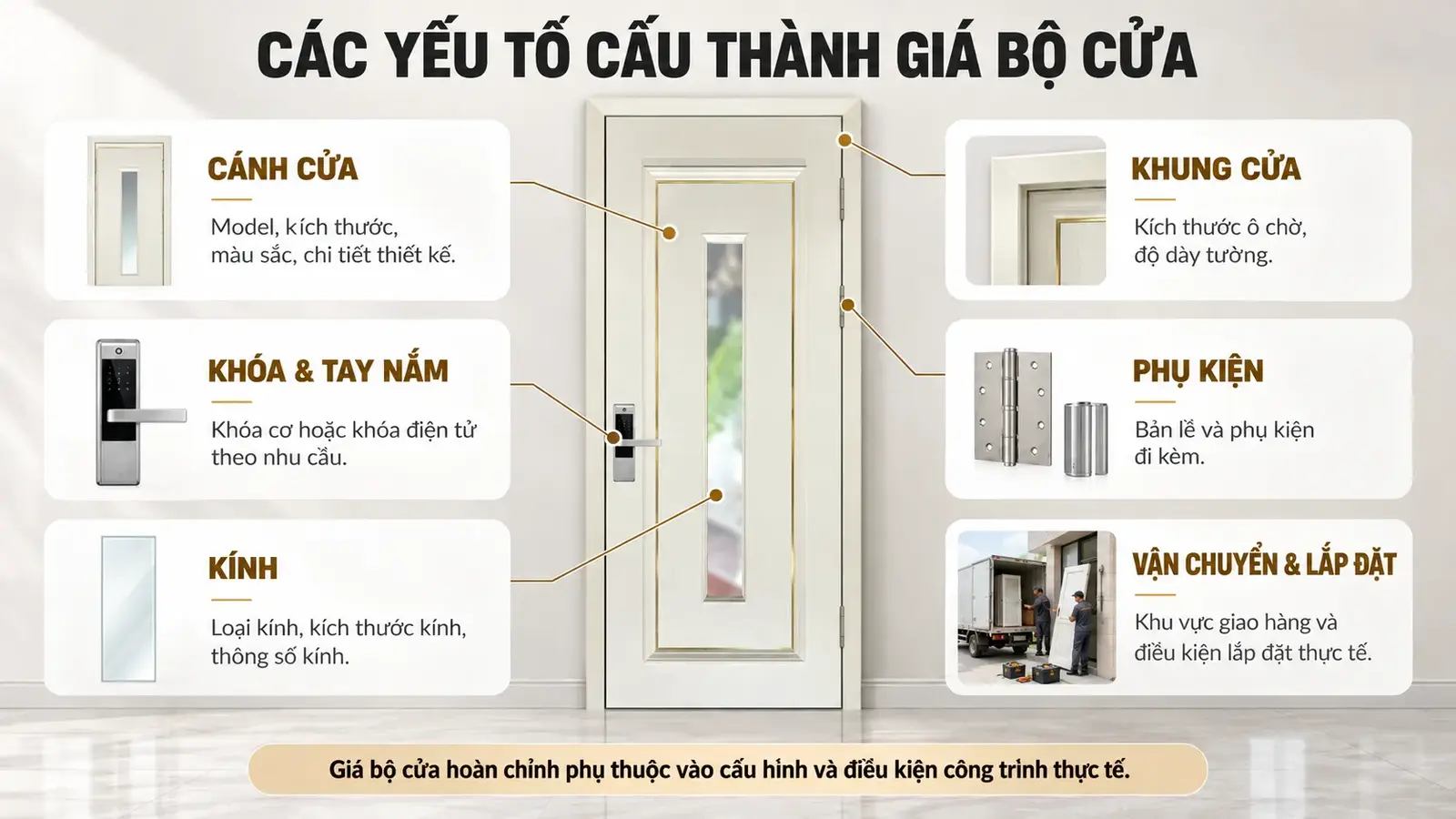 Các yếu tố cấu thành giá bộ cửa ô kính BR-211 BARUN