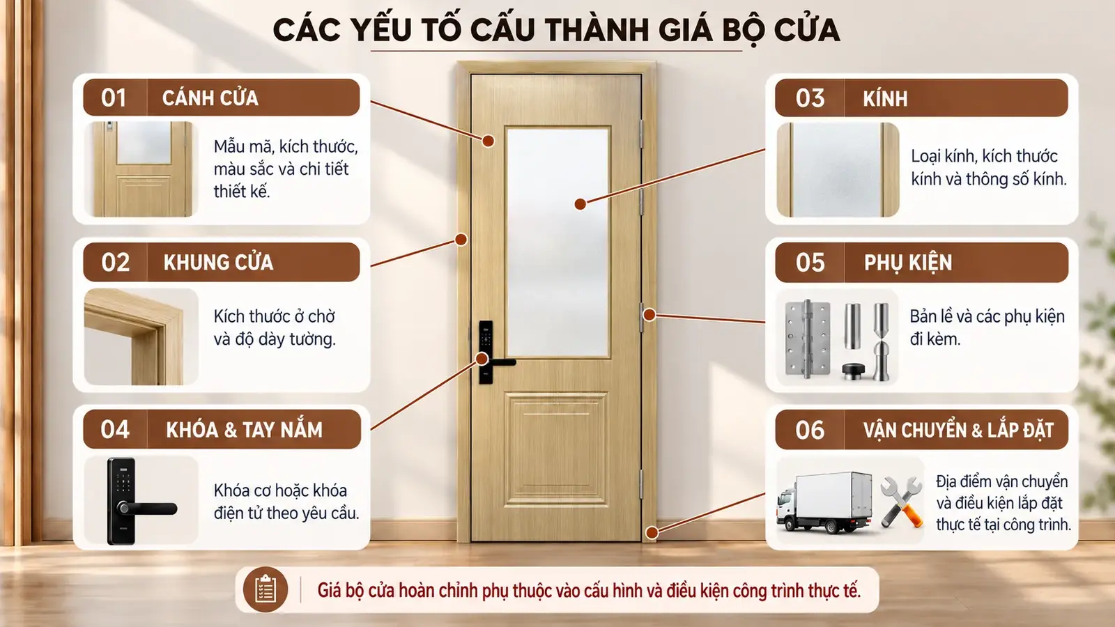 Các yếu tố cấu thành giá cửa ô kính BR-212