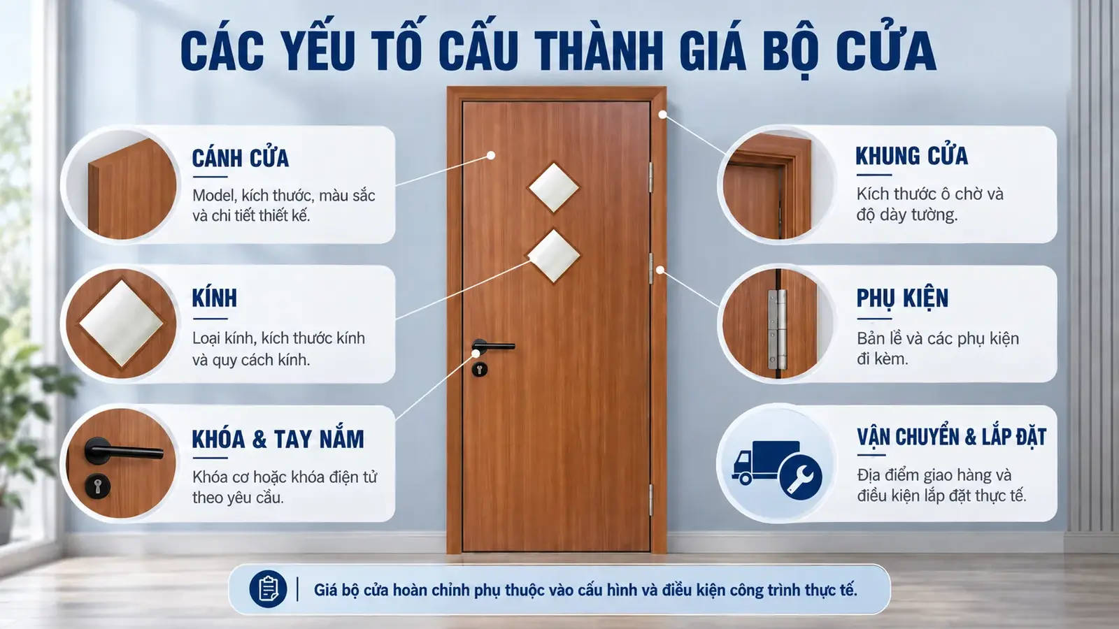 Cửa ô kính BR-213 và các yếu tố cấu thành giá bộ cửa