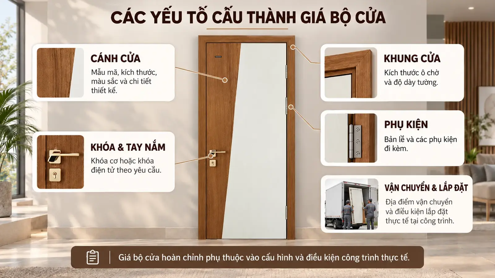 Các yếu tố cấu thành giá bộ cửa phối màu BR-806