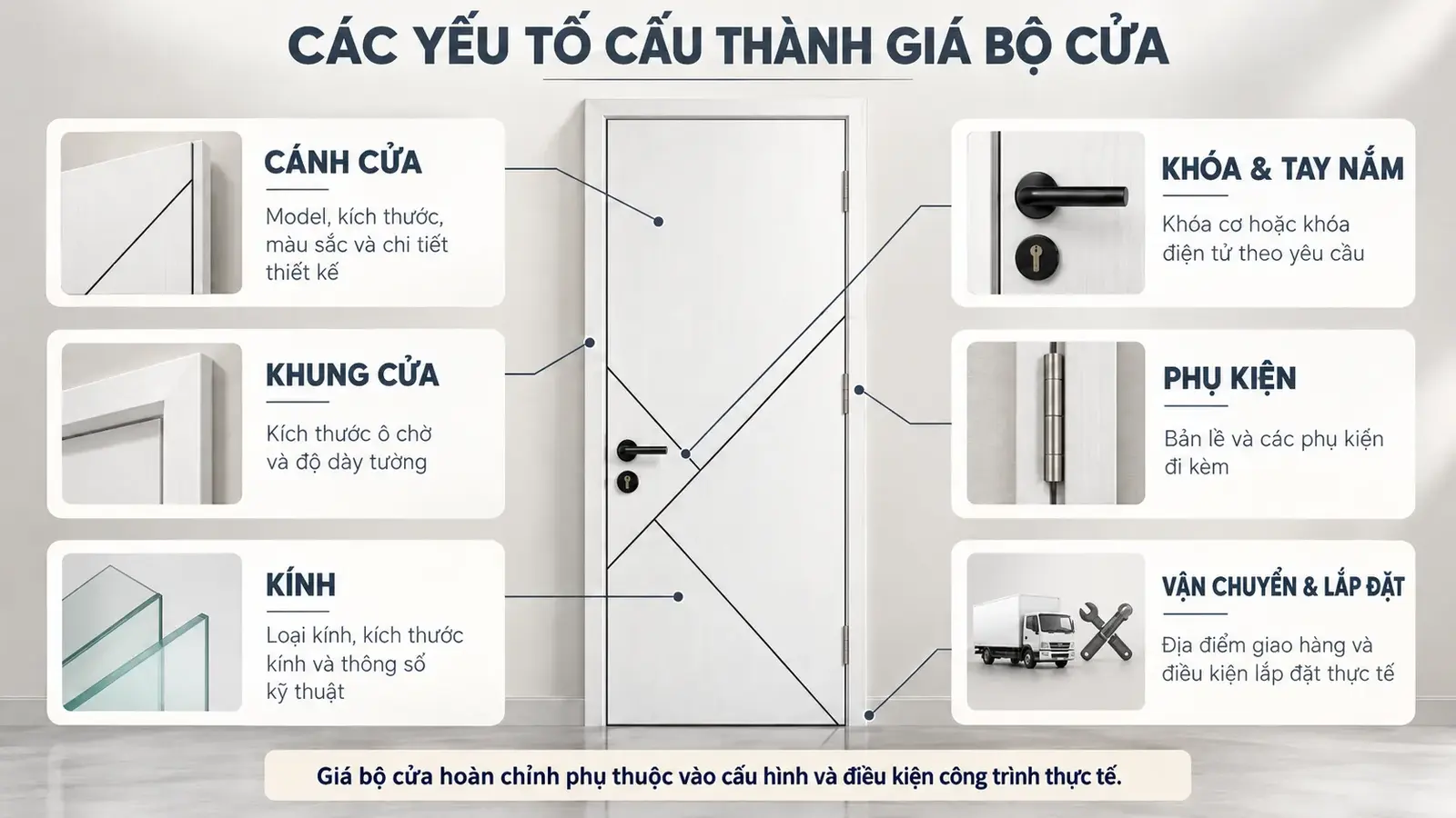 Các yếu tố cấu thành giá bộ cửa thiết kế BR-509 BARUN