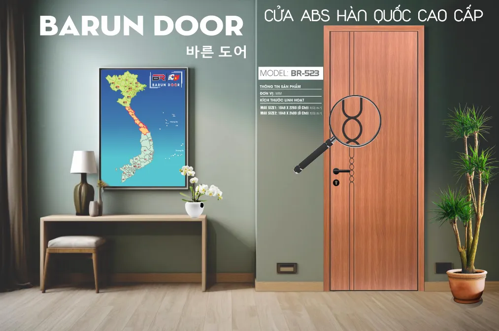 Cửa thiết kế BR-523 với họa tiết CNC vòng tròn đồng tâm