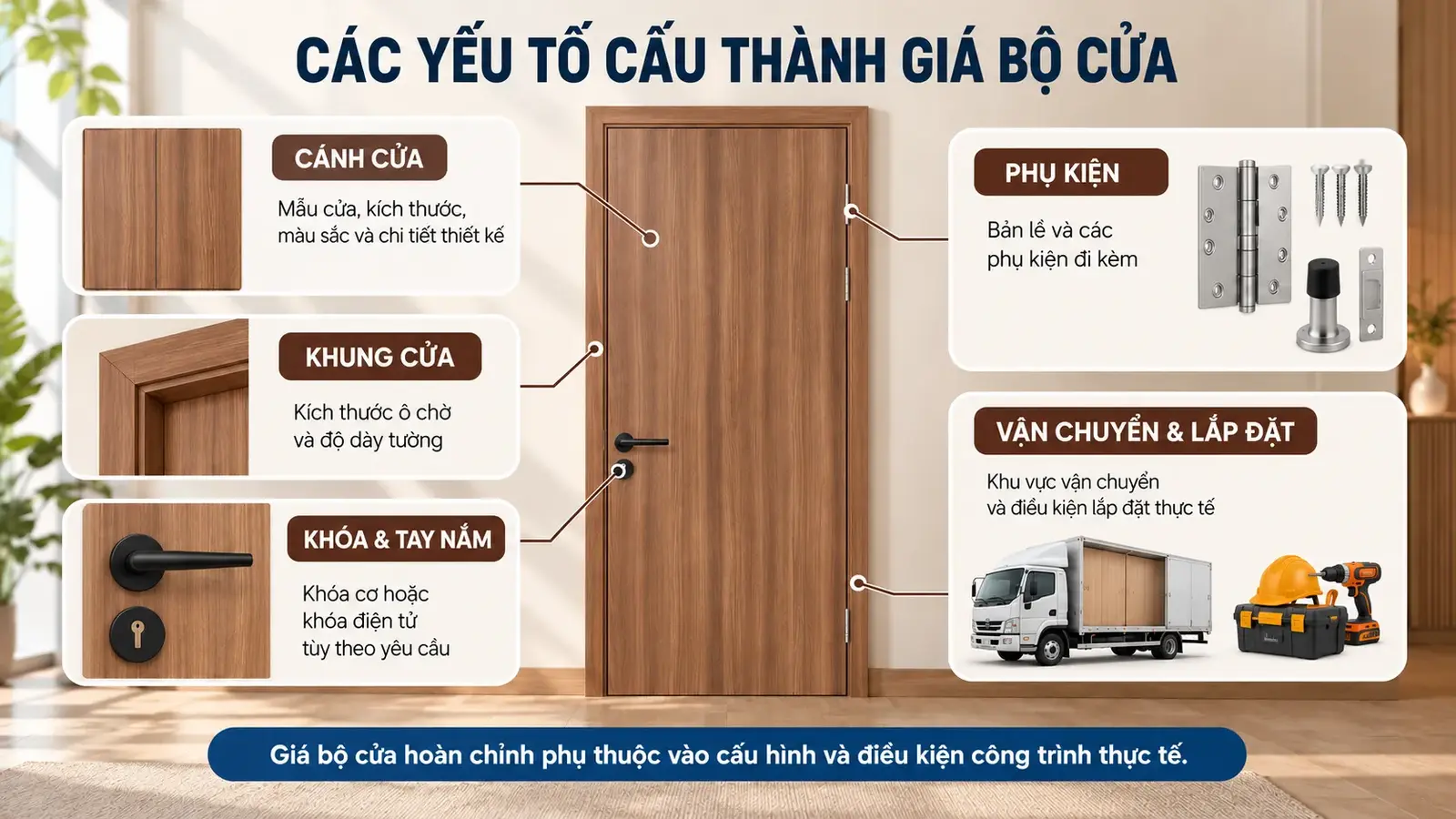 Cửa trơn BR-100 và các yếu tố cấu thành giá bộ cửa