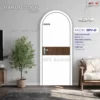 Cửa vòm BRV-12 phối màu trắng và dải vân gỗ ngang trong nội thất