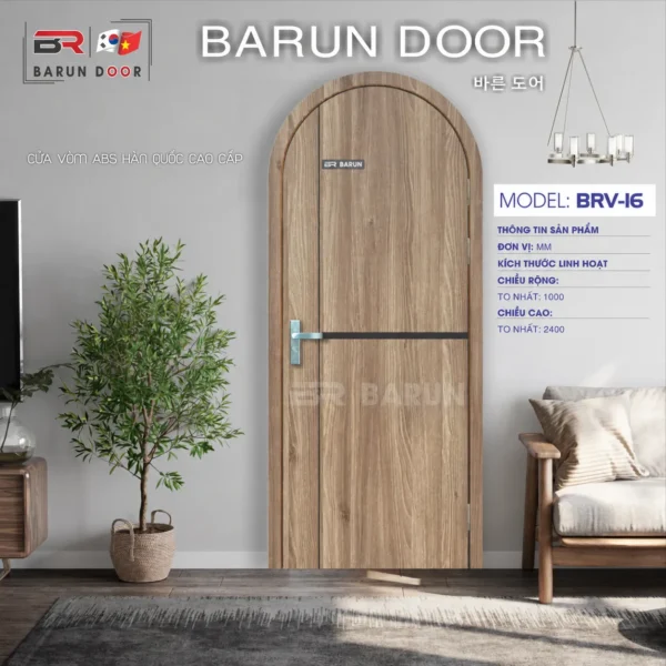 Cửa vòm BRV-16 dáng vòm tròn trong không gian nội thất hiện đại