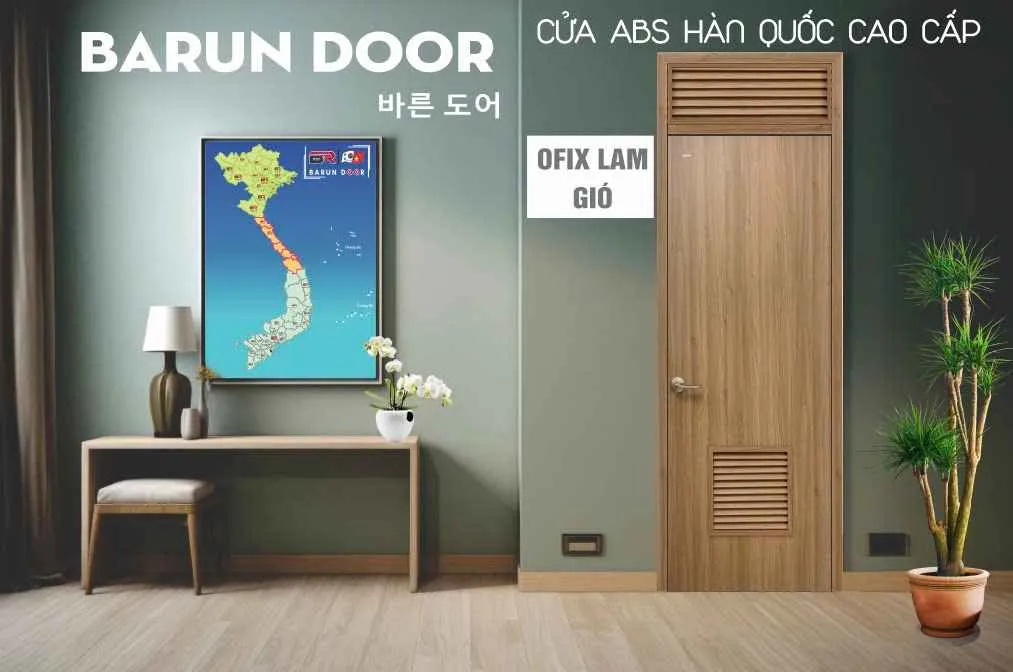 Cửa ô fix lam gió BARUN vân gỗ trong không gian nội thất