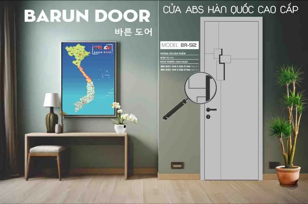 Cửa thiết kế BR-512 màu xám với họa tiết CNC hình khối đan lồng