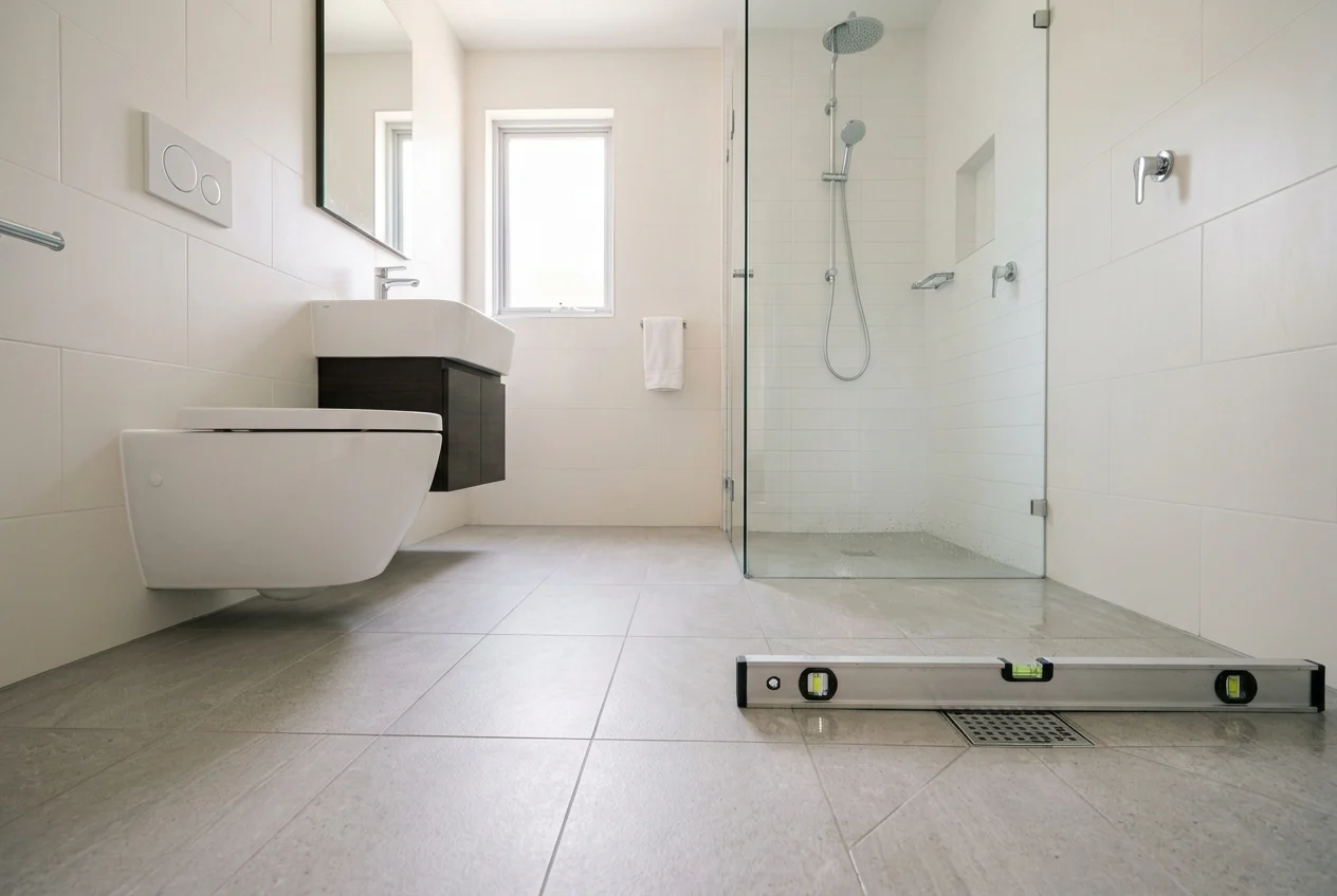 Kiểm tra độ dốc và thoát nước sàn nhà vệ sinh khi nhận bàn giao căn hộ