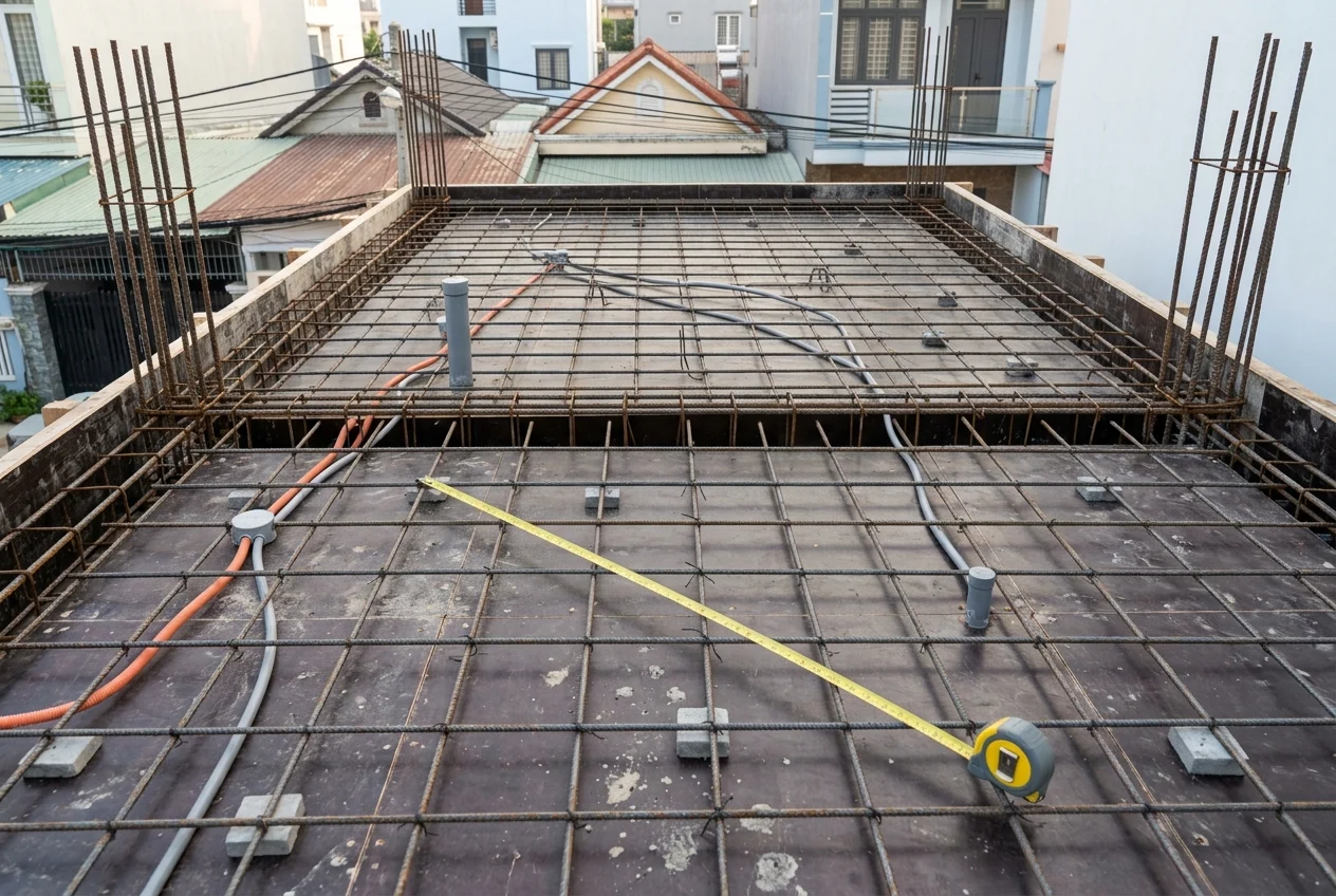 Nghiệm thu cốt thép sàn trước khi đổ bê tông khi xây nhà phố