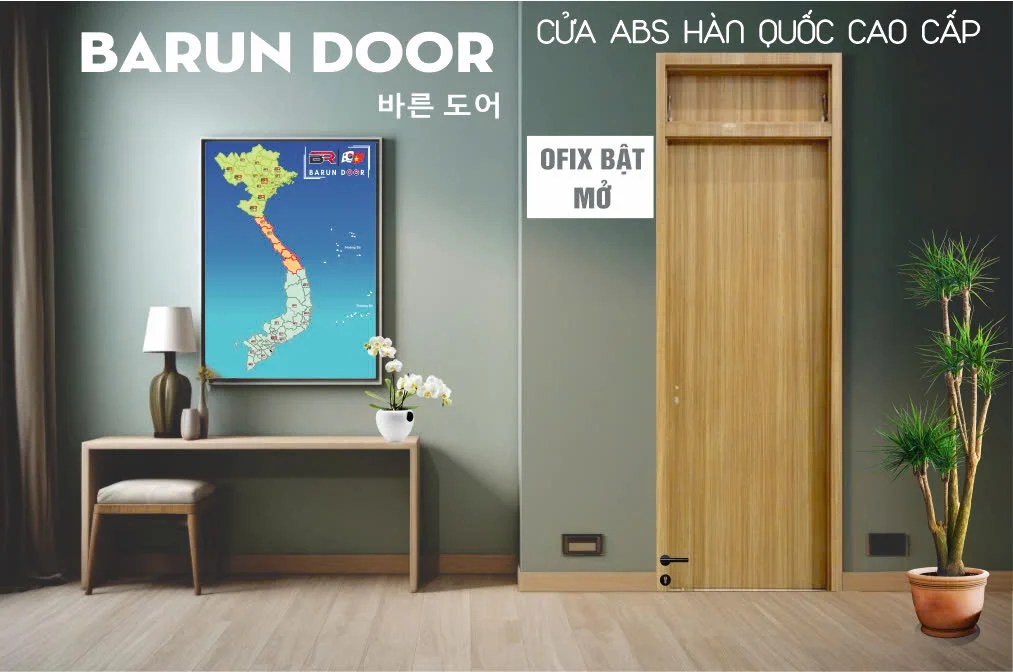 Cửa ô fix bật mở BARUN với ô thoáng phía trên đồng màu cánh