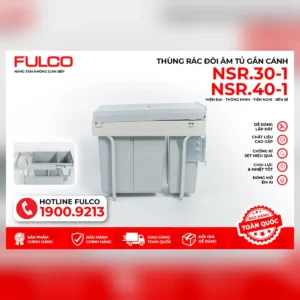 Thùng rác đôi gắn cánh có giảm chấn fulco nsr.40-1