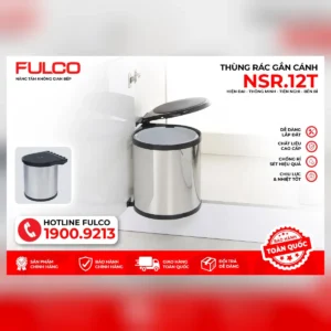 Thùng rác inox gắn cánh fulco nsr.12t