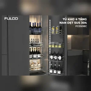 Tủ kho 4 tầng inox 304 nan vuông cánh mở quay fulco fc0508c