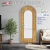 Cửa vòm BRV-02 với ô kính mờ lớn trên khung vân gỗ