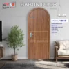 Cửa vòm BRV-15 vân gỗ với hai đường chỉ ngang vàng kim