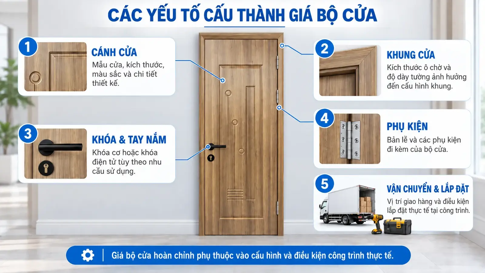Các yếu tố cấu thành giá bộ cửa hoa văn BR-304 ABS Hàn Quốc