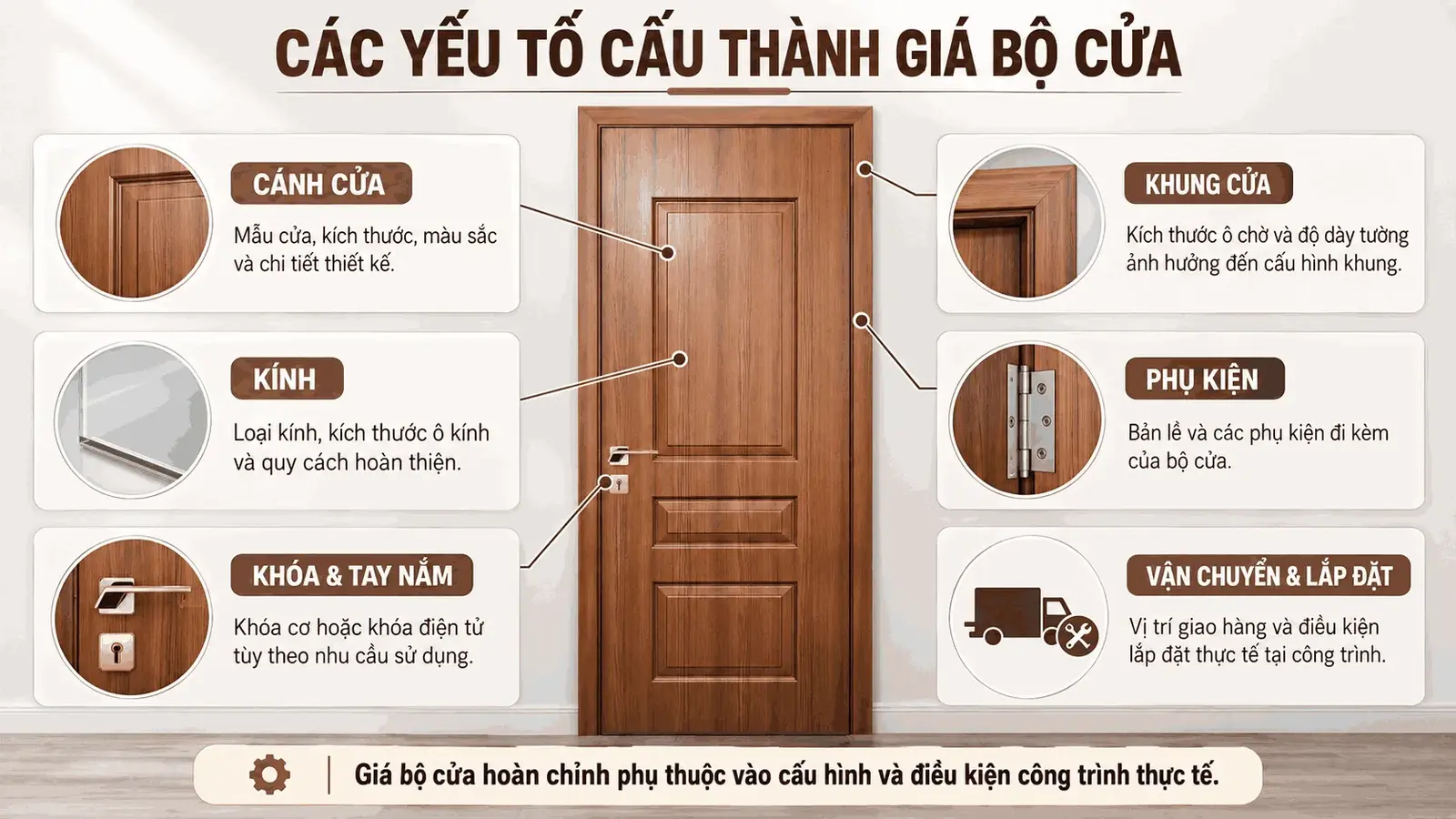 Các yếu tố cấu thành giá bộ cửa huỳnh âm BR-702
